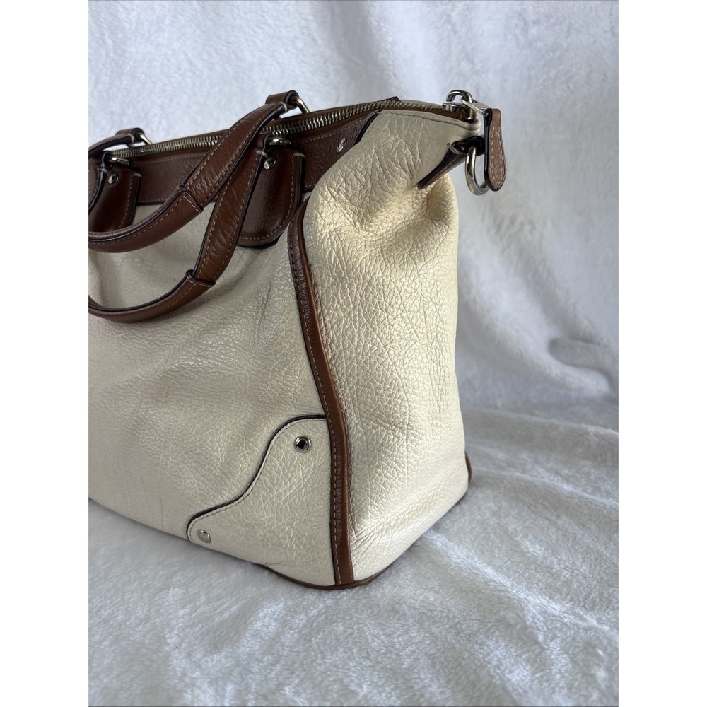 COACH Spectator Satchel Bag Cream Brown Leather Crossbody Top Handle F37679 - Picture 6 of 15
